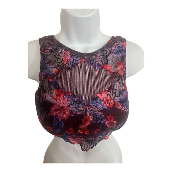 Victoria's Secret Pink Burgundy Lace High Neck Push-up Bralette Underwire SDD - Picture 3 of 12